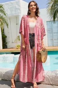 Design Boho vibrant et élégant parfait pour la saison estivale Kimono ouvert sur le devant pour les femmes portent une robe de plage - Product Image 4