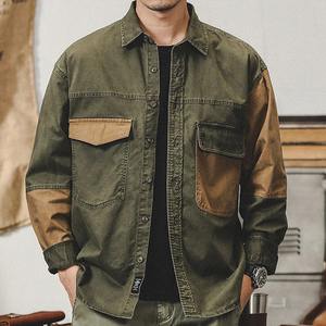 Camisa de Trabajo Retro de Manga Larga para Hombre, Estilo Casual, Resistente, con Parches, Diseño Elegante y Ajustado - Product Image 3