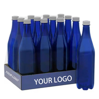 Bouteille d'eau en verre réutilisable personnalisée pour entreprise, couleur bleu cobalt, pour vin, bière, spiritueux, 750 ml, sans BPA
