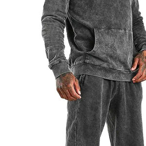 Chándal de Jersey de alta calidad para hombre, Sudadera con capucha desgastada lavada de gran tamaño personalizada, logotipo de algodón, hombros caídos, con capucha de talla grande - Product Image 5