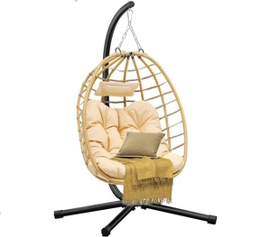 Fauteuil suspendu en forme d'œuf <span class=keywords><strong>pour</strong></span> patio avec support, fauteuil suspendu en forme de panier d'œuf, fauteuil suspendu en forme d'œuf <span class=keywords><strong>pour</strong></span> chambre à coucher, jardin et <span class=keywords><strong>balcon</strong></span> - Product Image 1