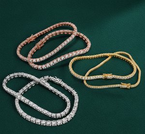 Factory Wholesale 2-6mm Iced Jewelry 925 Sterling Silver VVS Graded Diamond <b>Tennis</b> <b>Chain</b> Bracelet 14K Gold Plated Party Gift - Product Image 6