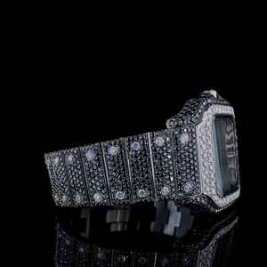 นาฬิกาข้อมือแฟชั่นสำหรับผู้ชายประดับเพชร Mossanite สีดำ - Product Image 3