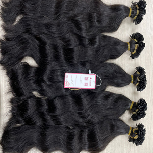 Extensiones de cabello de punta plana ondulada Natural negra de alta calidad Extensión de cabello preadherido de onda natural de cabello humano - Product Image 3