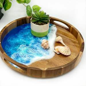 ALL SQUARE WOOD EPOXY RESIN <b>TRAY</b> Fabulous <b>Decorative</b> Design for Serving Food in Kitchen Restaurants Home Use - Product Image 1