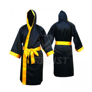 Robe de boxe en satin de haute qualité sur mesure avec capuche et logo de marque personnalisé coupe universelle - Product Image 6