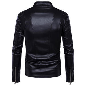 winter wear bomber leather jacket for menmen's jackets oem odm custom logo unhooded plus size <b>stand</b> collar zipper vintage style - Product Image 3