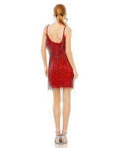 Minivestido para Club y fiesta con flecos adornados Lentejuelas Cuentas Perlas Silueta recta - Product Image 2