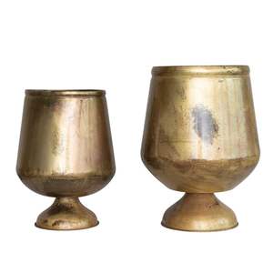 Elegante maceta de aluminio con diseño martillado de primera calidad y acabado dorado para una elegante decoración de plantas al aire libre - Product Image 4