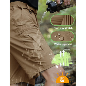 Short de randonnée pour hommes de marque personnalisée motif solide en velours côtelé durable à séchage rapide plusieurs poches pour la randonnée et le voyage Service OEM/ODM - Product Image 3