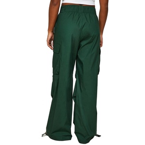 Pantalones Cargo holgados rectos sólidos para mujer, venta al por mayor, pantalones informales holgados a la moda, pantalones holgados de cintura elástica 2025 - Product Image 3