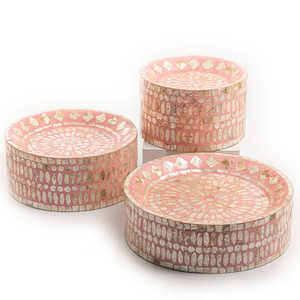 Support à gâteau en nacre rose de haute qualité plateau de service à domicile de luxe avec incrustation d'os pour cadeau de Ramadan Eid - Product Image 1