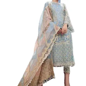 high Quality Pakistani Indian new Shalwar Kamez Collection Embroidered Front Handwork Back Embroidered PUNJABI DRESS KUCHI DRESS