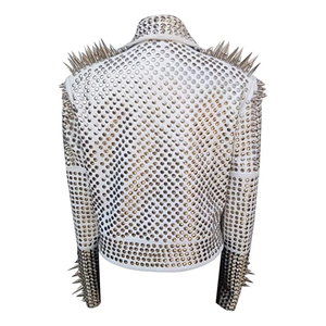 Chaqueta de Cuero con Tachuelas Estilo Punk para Mujer, Ligera, Tejida, Transpirable, Ecológica, Manga Larga, Invierno, Mejor Calidad, 100% Genuina - Product Image 2