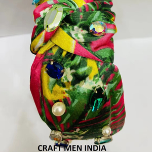 Handmade Personalized Hairbands Game Day Beaded Rhinestone Pearl Seed Beads Crystal <b>Headbands</b> with Silk <b>Fabric</b> for Sports Fans - Product Image 4