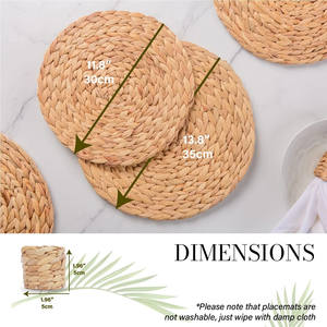 Napperons ronds en jacinthe d'eau napperons tissés en rotin Boho napperons de table en osier faits à la main du Vietnam - Product Image 4