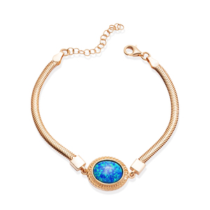 Blue Opal Oval Shape <b>Charm</b> <b>Silver</b> <b>Bracelet</b> Turkish Wholesale Handcrafted 925 Sterling <b>Silver</b> Jewelry - Product Image 5