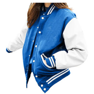 Veste Letterman de couleur unie et coupe-vent de qualité supérieure blouson bombardier d'hiver avec patchs personnalisés et col de baseball - Product Image 1