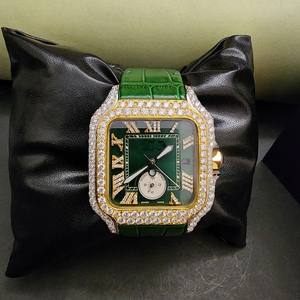 Elegante Reloj de Lujo con Diamantes, Colección de Relojes Analógicos con Movimiento de Cuarzo ETA, Resistente al Agua 3BAR, Caja Cuadrada de Acero Inoxidable - Product Image 5