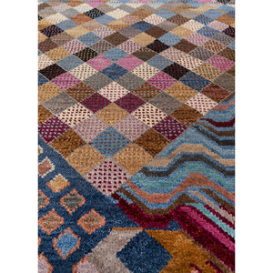 Tapis Manchaha bleu noué à la main en laine et soie de bambou, épaisseur 10 mm, motif géométrique abstrait pour la maison, couloir, modèle rectangulaire - Les-2657 - Product Image 3