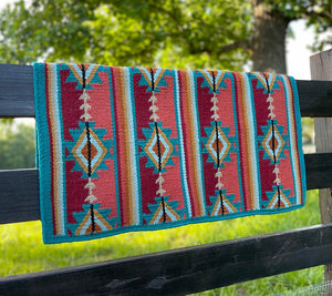 Couverture/coussin de selle en laine multicolore de conception néo-zélandaise faite à la main pour chevaux Top laine pour les spectacles occidentaux - Product Image 6