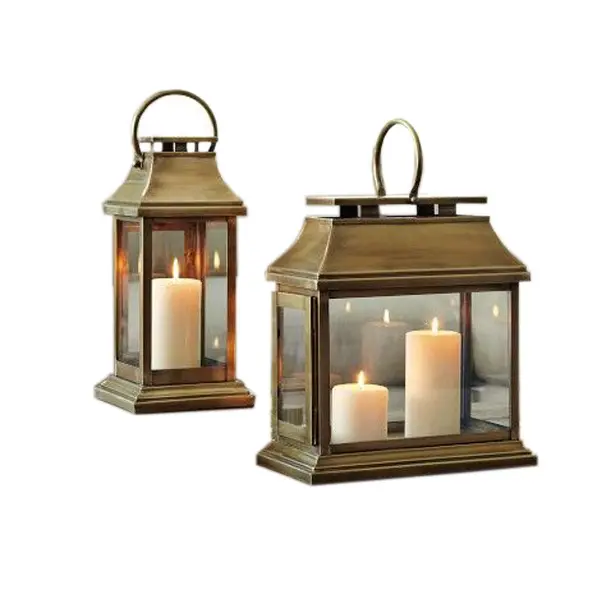 Lanternes de table d'extérieur en métal finition bronze vintage faites à la main mariage décoratif ferme grand pilier suspendu lanternes à bougies