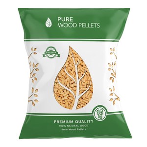 Granulés de bois pur 15kg 6mm Qualité supérieure Combustible naturel pour chauffage en bois Teneur en cendres 0,6% Humidité 8% Longueur 20-55mm - Product Image 1