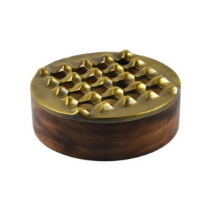 <b>Metal</b> Ashtray Shiny <b>Grid</b> Rounded Ashtray - Product Image 1
