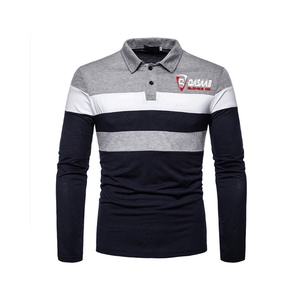 Patchwork de couleurs à la mode pour hommes, t-shirt en microfibre respirant à manches longues et col rabattu, à séchage rapide et confortable - Product Image 1