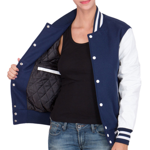 Nueva Moda de Invierno, Chaquetas Varsity Sólidas para Mujer, Último Diseño, Ropa Urbana, Ajuste Cómodo, Chaqueta Frontal de Algodón Tejido Personalizada - Product Image 3