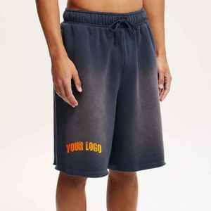 Pantalones cortos largos de algodón 100% personalizados, cómodos, con efecto deslavado, para hombre, ropa informal de verano, pantalones cortos lisos a la moda para hombre - Product Image 3