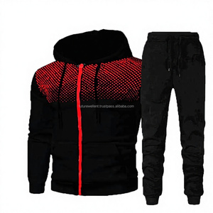 Nuevo Conjunto Deportivo de Invierno para Hombre, Chaqueta con Cierre Completo y Pantalones Ajustados, de Forro Polar con Bloques de Color, de Secado Rápido, para Correr - Product Image 1