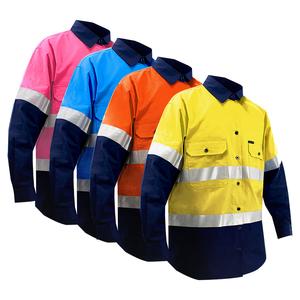 Twee-kleurige katoenen ANSI Klasse <span class=keywords><strong>2</strong></span> ventilatie-werkkleding shirts met reflector, heren, lange mouwen, aangepast logo - Product Image 1