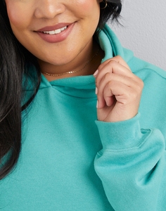 Sudadera con capucha holgada para mujer, Unisex jersey de lana, técnicas bordadas en relieve, ropa de calle con hombros caídos, Invierno - Product Image 4