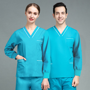 Uniformes de enfermería, conjuntos elásticos, Unisex uniforme médico, uniforme de manga larga con cuello en V, diseño de uniforme de Hospital, exfoliante de enfermera - Product Image 5