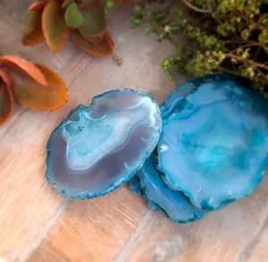 4pc Decorative Agate Coasters Sliced from Natural Agate Geodes Stone Coaster Set With Anti-scratch For Decoration High quality
