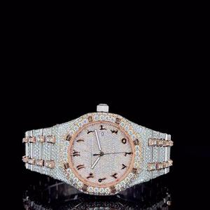 VVS Clarity Moissanite Diamond Totalmente Iced Out Relojes de pulsera hechos a mano con esfera redonda alta Moda de lujo Precio bajo - Product Image 1