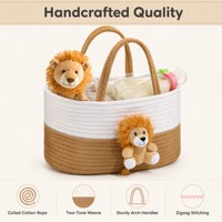 Panier de rangement ovale en corde de coton pour animaux en peluche personnalisés avec poignées, organiseur pour la crèche, les voyages, les couches de bébé