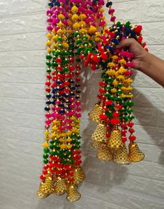 Colourful Pompom String Garland, Festival And Party <b>Decoration</b>, Stage Backdrop Hanging, Wedding <b>Decoration</b>, Decorative Garland - Product Image 2