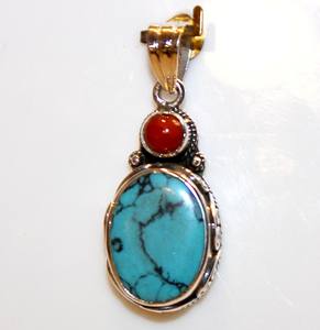 Colgante de Plata de Ley 925 de grado superior, piedra preciosa Natural Vintage, Coral rojo turquesa, regalo de fiesta de aniversario de boda Unisex para - Product Image 6