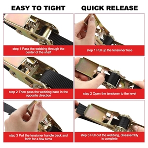 1 inch x 20 voet ratelspanbanden met dubbele J-haken, 1000 kg breeksterkte voor verplaatsen, bevestigen van motorfietsen, ATV's, vrachtwagenbakken - Product Image 4