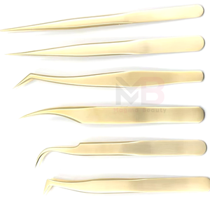 Pince à épiler pour extensions de cils de haute qualité, ensemble personnalisé, miroirs pour cils, pince à épiler en acier inoxydable avec pointe en fibre et poignée en diamant - Product Image 2