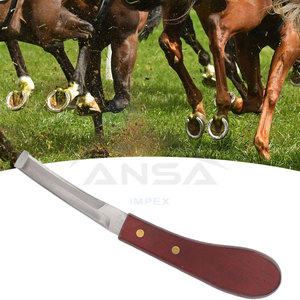 Couteau de coupe de sabot à Double tranchant de qualité supérieure manche en bois antidérapant toilettage équin maréchal-ferrant boucle polyvalente cisailles à sabot ovale - Product Image 3