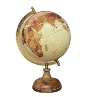 Globe terrestre décoratif artisanal éducatif nautique avec base en bois et arc en métal lourd - 10 pouces - Décoration d'intérieur - Cadeau