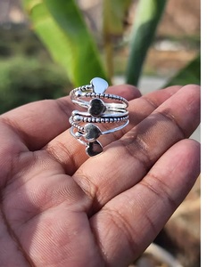 Bague coeur multiple en argent sterling 925 réglable empilable à la main romantique délicate bague Boho cadeau pour elle - Product Image 2