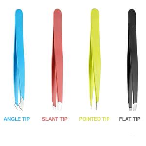 Compra directa al por mayor pinzas para cejas personalizadas de etiqueta privada pinzas para cejas de acero inoxidable inclinadas de alta calidad - Product Image 5