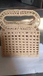 custom made natural fiber raffia hand woven macrame crochet hand bag for resale by fashion stores - Product Image 4