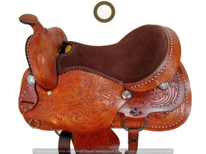 Selle en cuir véritable légère de qualité supérieure pour la course de barils western, le rodéo, la performance, équipement d'équitation artisanal pour concours hippique - Product Image 5