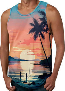 เสื้อกล้ามกล้าม100% ระบายอากาศสำหรับผู้ชายเสื้อกล้ามใส่ออกกำลังกายในยิมลำลองพิมพ์ลายดิจิทัลเป็นมิตรกับสิ่งแวดล้อม - Product Image 5