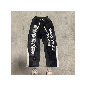 <b>Men</b> Vintage Acid Wash Trousers Loose Fit Streetwear Pants Cotton Fabric Wholesale - Product Image 2